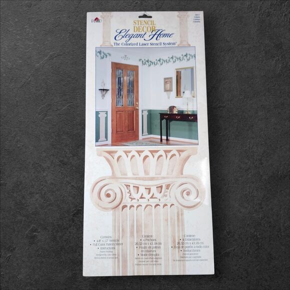 Vintage Plaid Elegant Home Stencils Set of 3 Tuscan French Country 1996 NOS - Picture 8 of 12